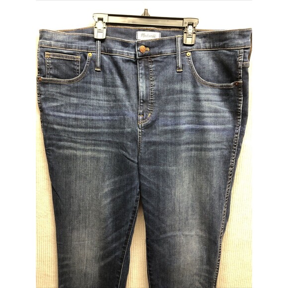 Madewell Denim Jeans Size 35T 10"High Rise Skinny Dark Distressed - Picture 1 of 16